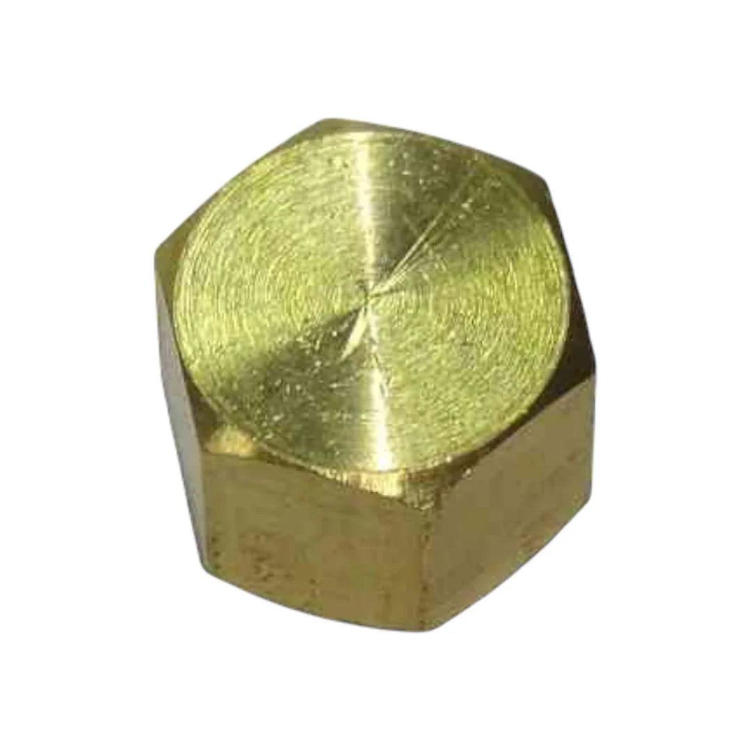 Brass blanking cap 1/8 BSP for secure gas connections in caravans and motorhomes.