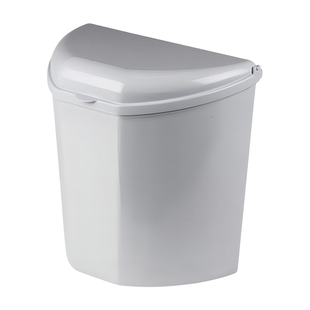 10 litre wall-mounted grey plastic bin for caravan, motorhome, or campervan door – compact waste container with flip lid