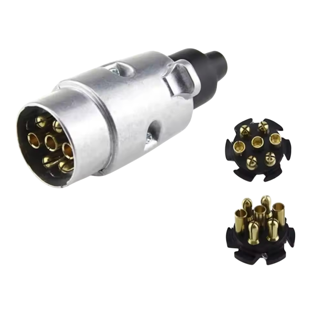 12V 7-Pin Trailer Plug Socket Set Aluminium | ThomasTouring.co.uk