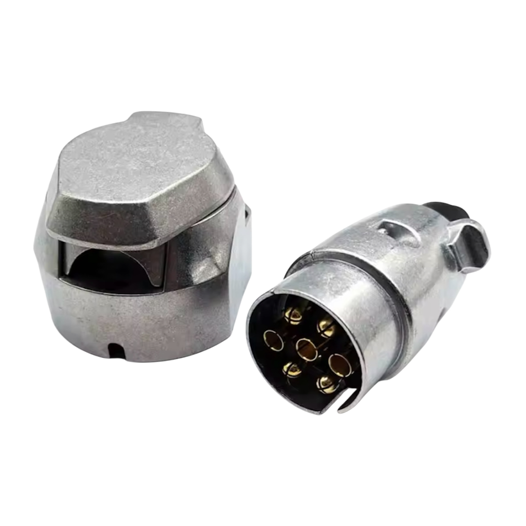 12V 7-Pin Trailer Plug Socket Set Aluminium | ThomasTouring.co.uk