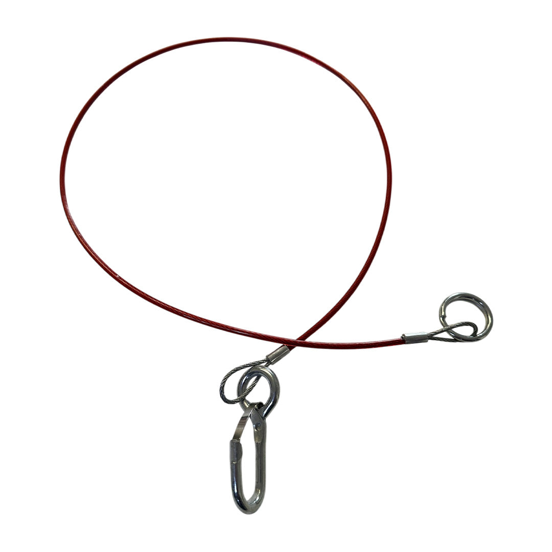 Buy 1 metre caravan and trailer breakaway safety cable BK100 with split ring and carabiner clip
