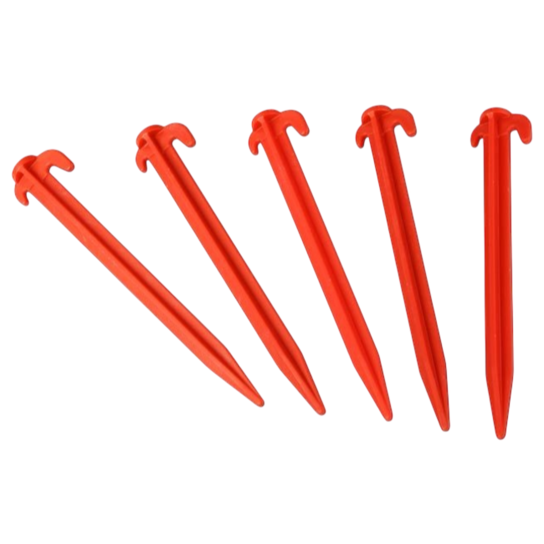 20cm Red Plastic Tent Pegs (6002700) – Pack of 10 strong, rust-free pegs for securing tents and tarpaulins