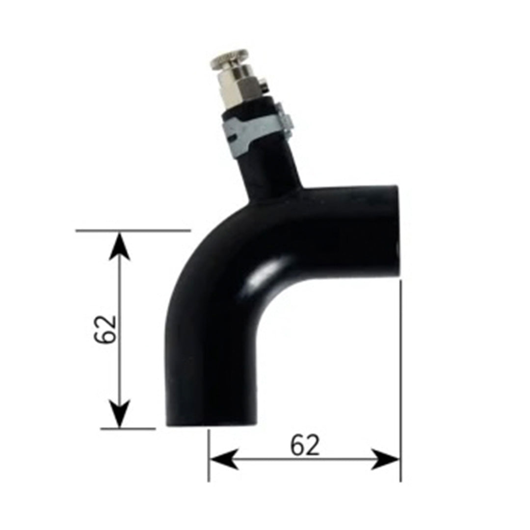 Alde 22mm EPDM rubber elbow with bleed screw and clips for wet heating systems