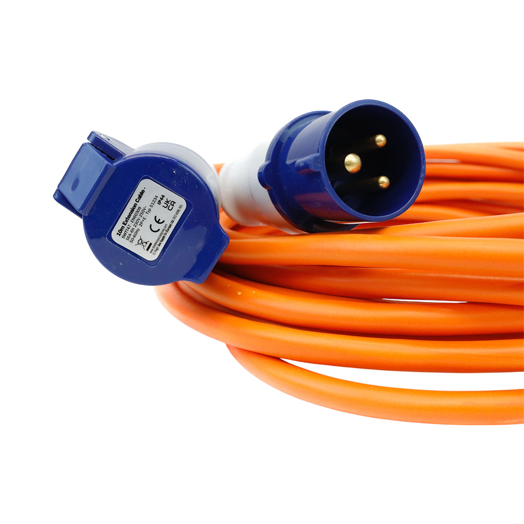 Buy 10 metre electric hook-up lead with 230V supply for UK camping and caravan use
