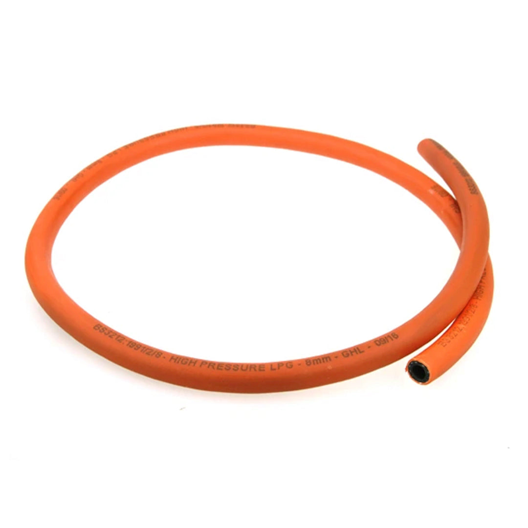 8mm orange high pressure LPG gas hose sold per metre