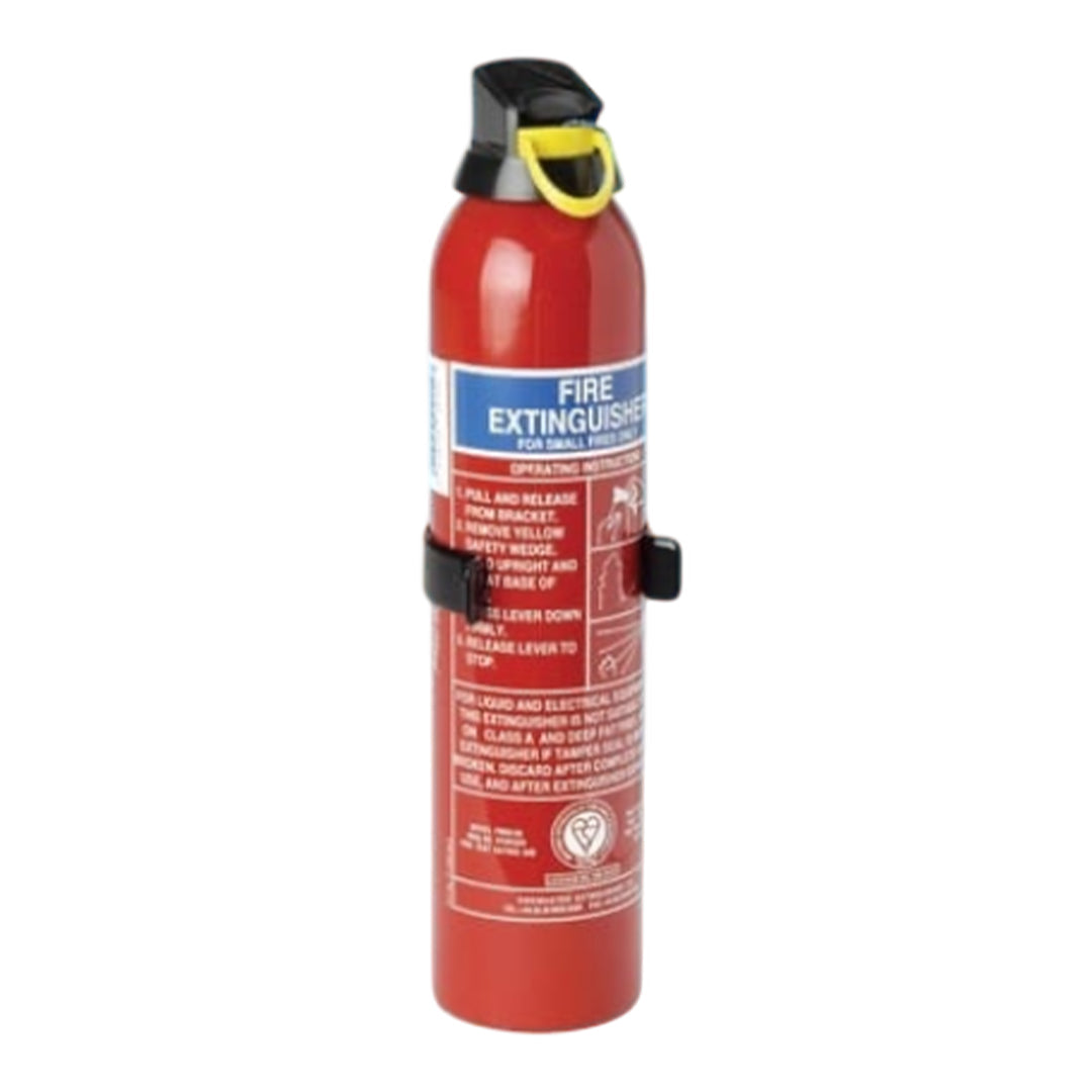 950g dry powder fire extinguisher with BSI approval and mounting bracket for Class B, C, and electrical fires
