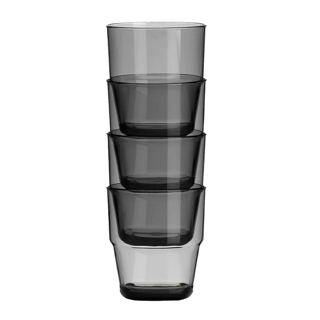 Stackable Tumblers 4pk Smoke Grey - ThomasTouring.co.uk