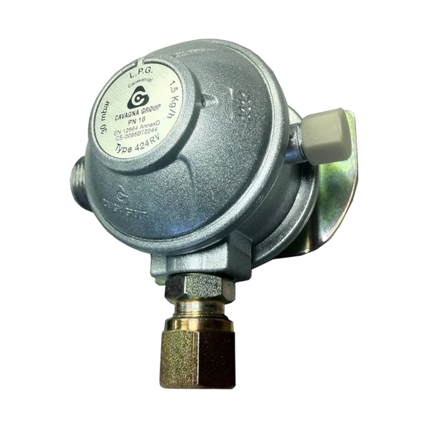 Regolatore Di Gas Per Bombola GPL 30mbar - Cavagna 424RV Uscita Angolata 8mm - Propano