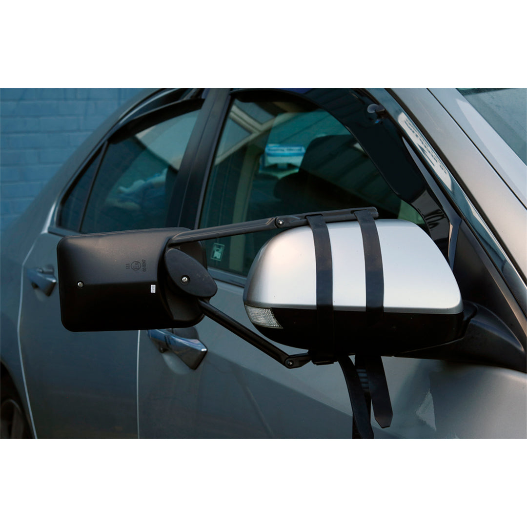 Twin lens towing mirrors by Streetwize, adjustable for caravans and trailers