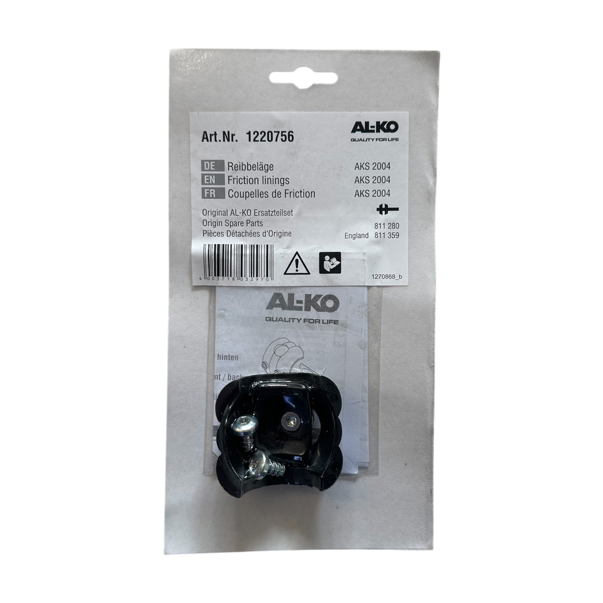 AL-KO AKS 2004 stabiliser replacement friction pads front and rear set with fixing screws