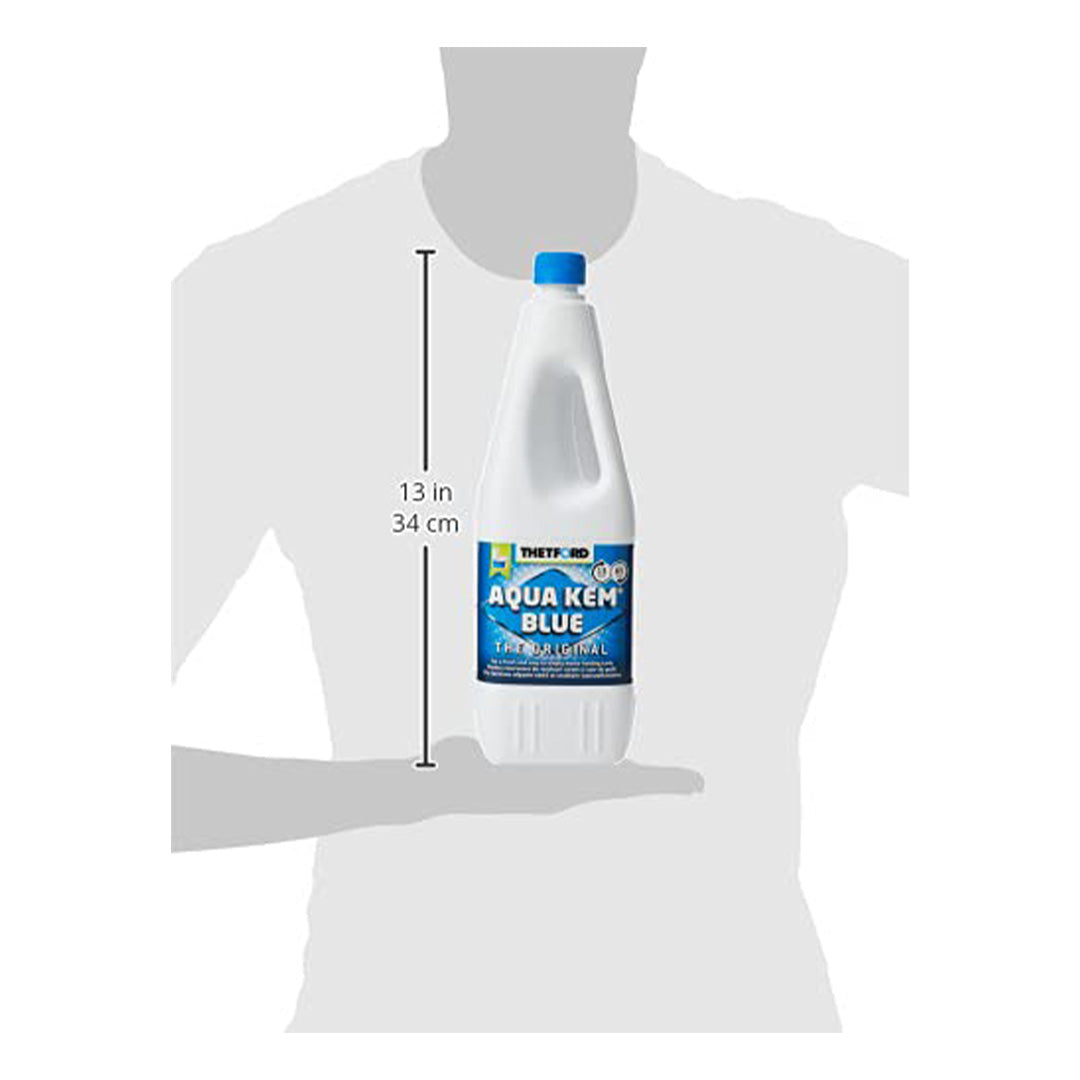 Aqua Kem Blue 2 Litre toilet fluid for effective waste breakdown in camping and Cassette toilets.