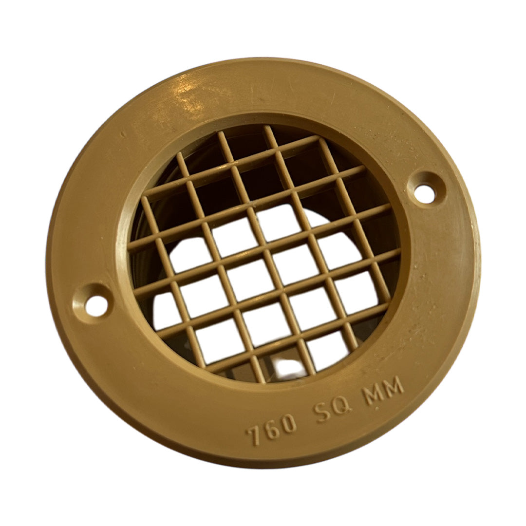 Durable 75mm beige mesh floor vent for improved ventilation in caravans and motorhomes