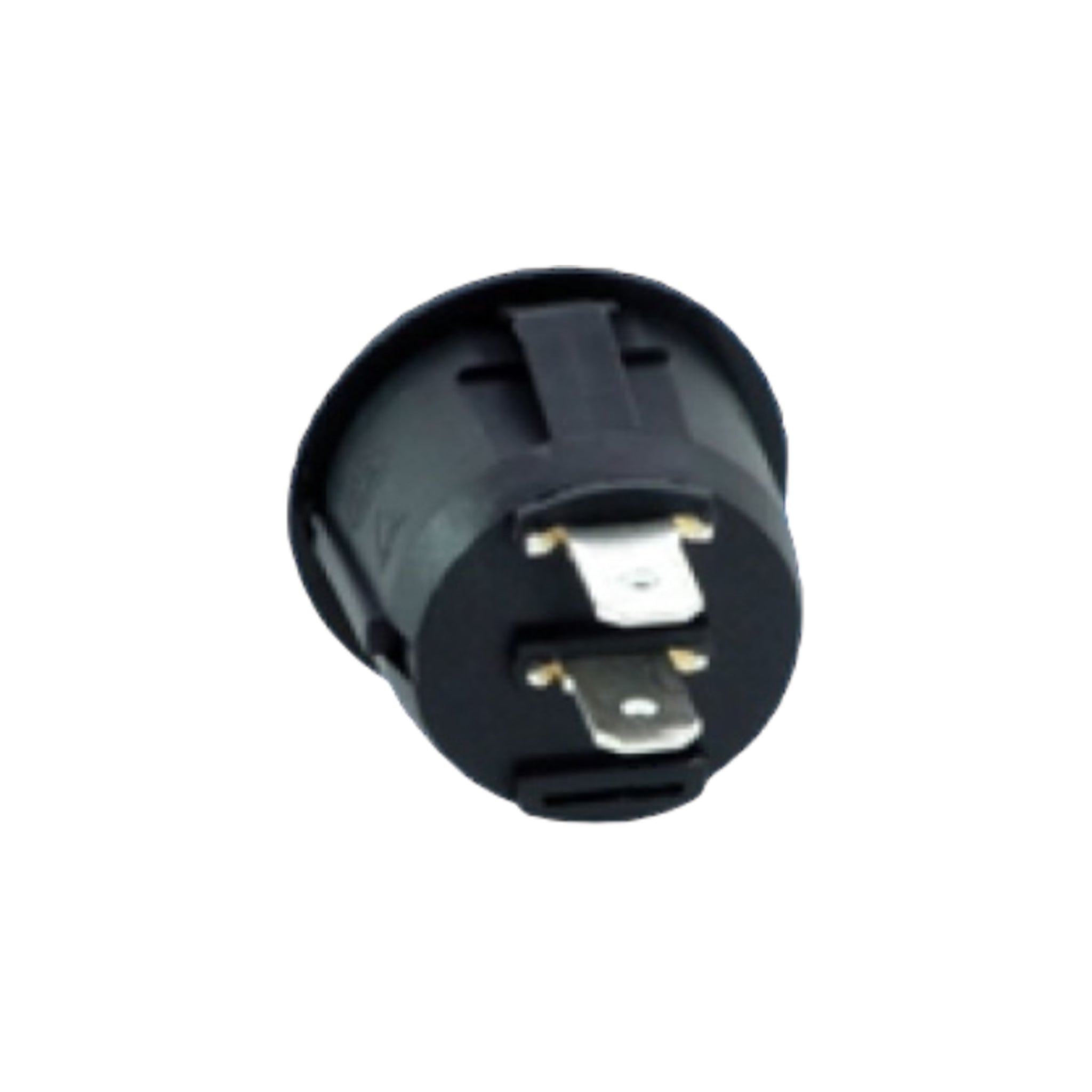 Black round PowerPart rocker switch 12V 230V snap fit for caravan motorhome or boat control panel