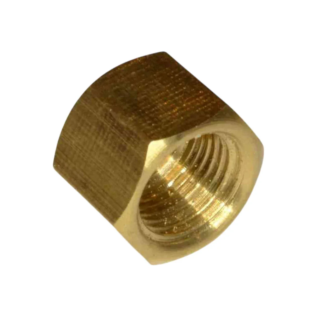 1/8 BSP brass blanking cap for gas systems in motorhomes, caravans, and plumbing.