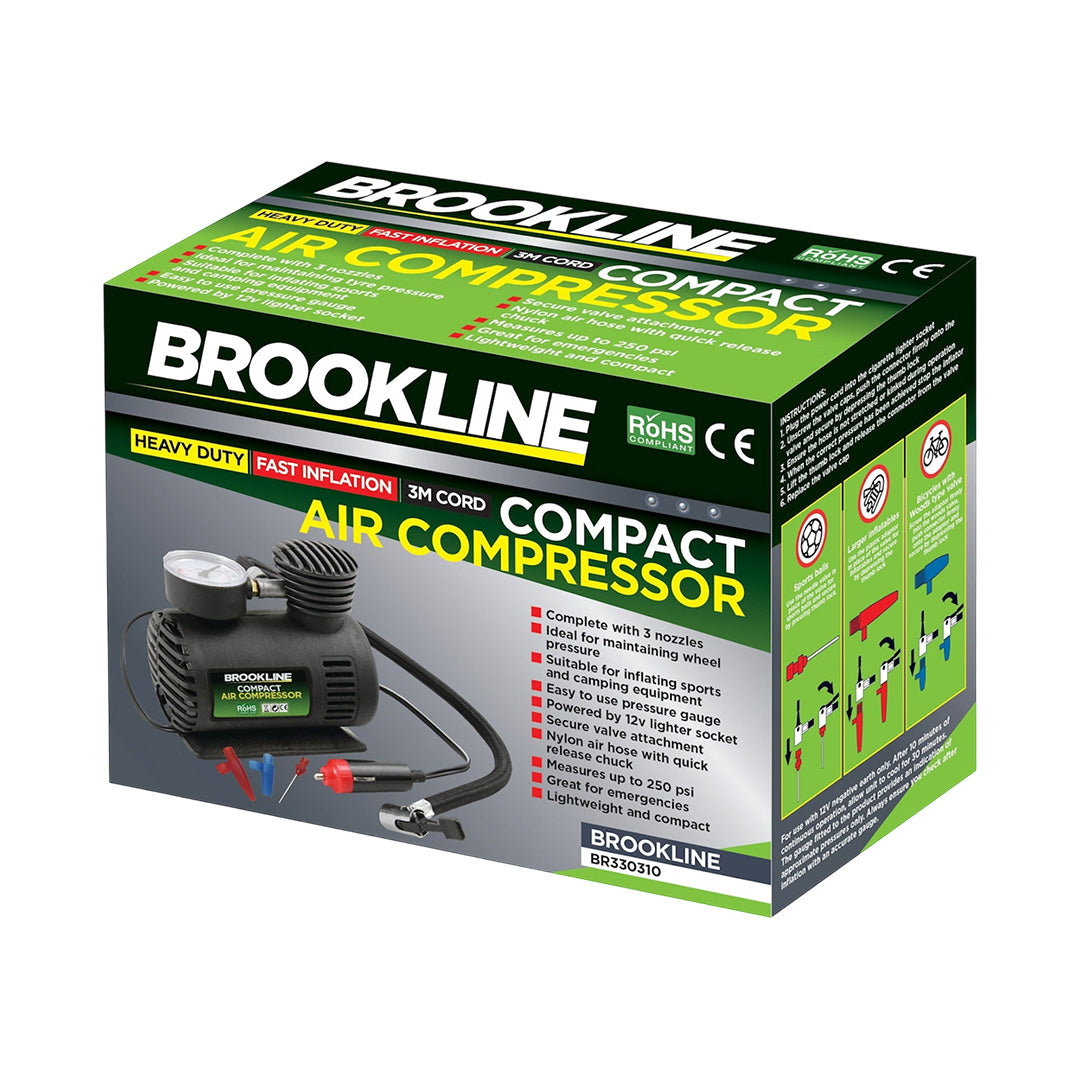 Buy Brookline compact 12V air compressor for inflating car tyres and camping gear