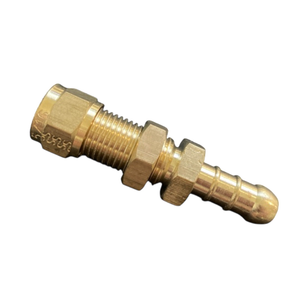 Gas hose bulkhead connector for 5/16 copper pipe to 8mm rubber hose in caravans