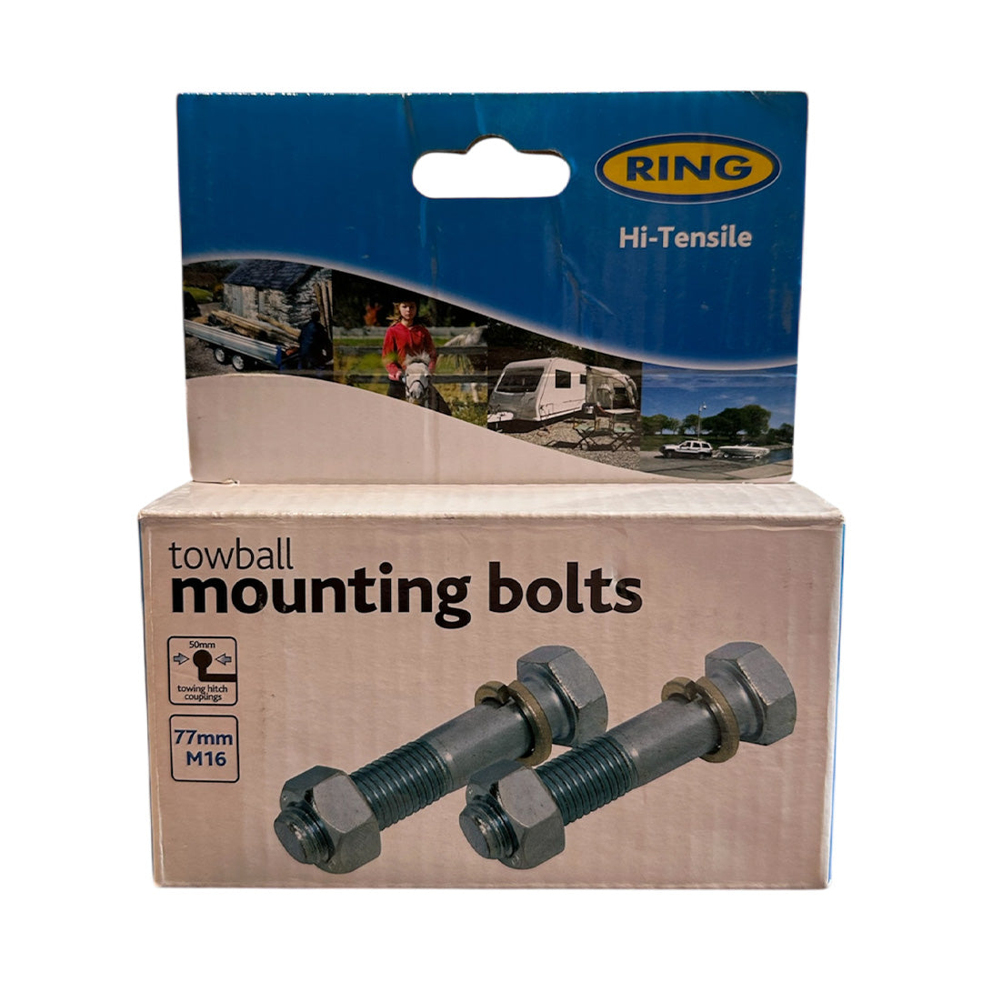 M16 High Tensile Towball Mounting Bolts 77mm - Ring RCT764, Includes Nuts and Washers for Towing Brackets