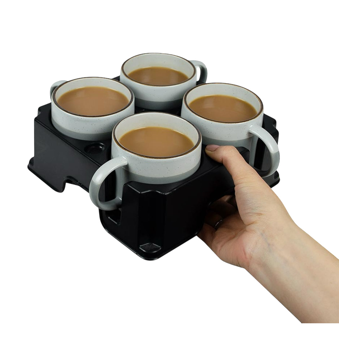 Muggi cup holder made from 100% recycled material, lightweight 4 cup drink tray for caravans, motorhomes, camping and outdoor use