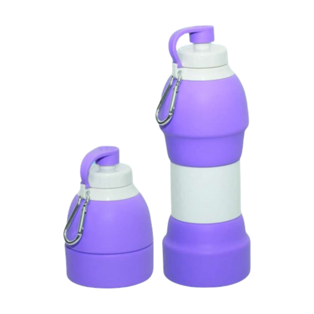 Buy PLS purple 580ml foldable water bottle made from food-safe silicone for camping or day trips