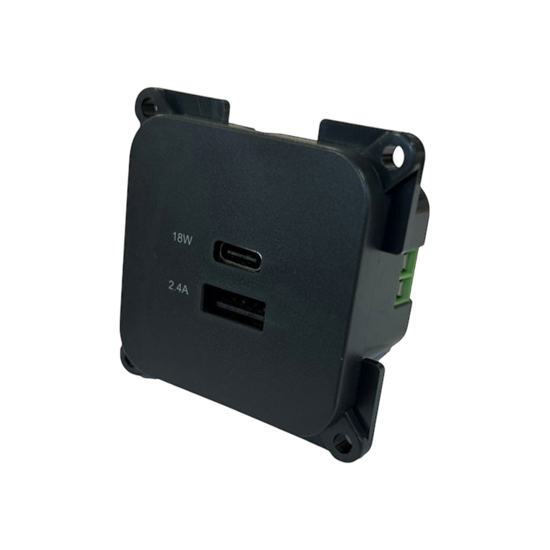 C-Line USB-C and USB-A socket in black for caravan and motorhome 12V systems