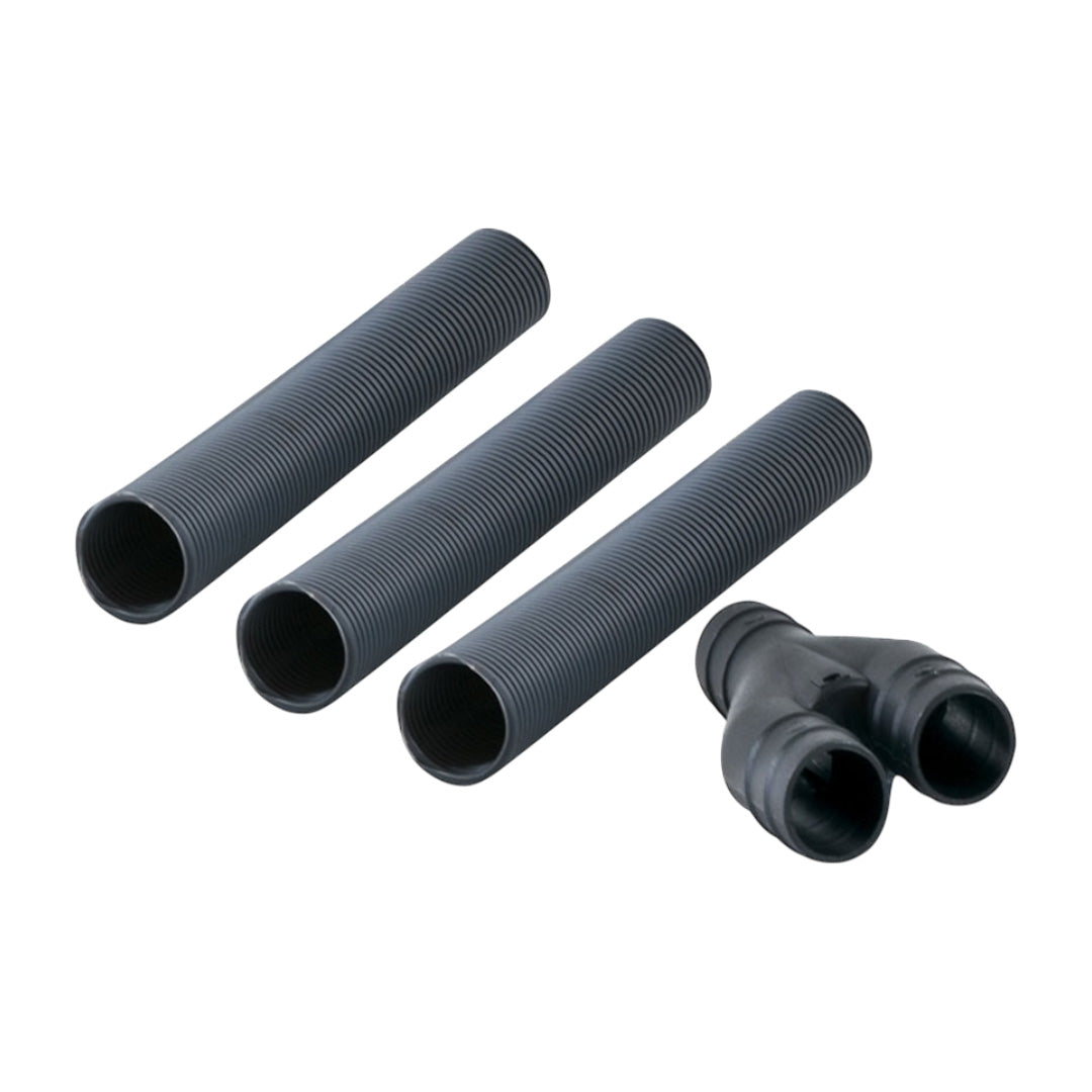 Caravan dual waste outlet Y connector kit 28.5mm with 2 hoses for easy caravan grey water management