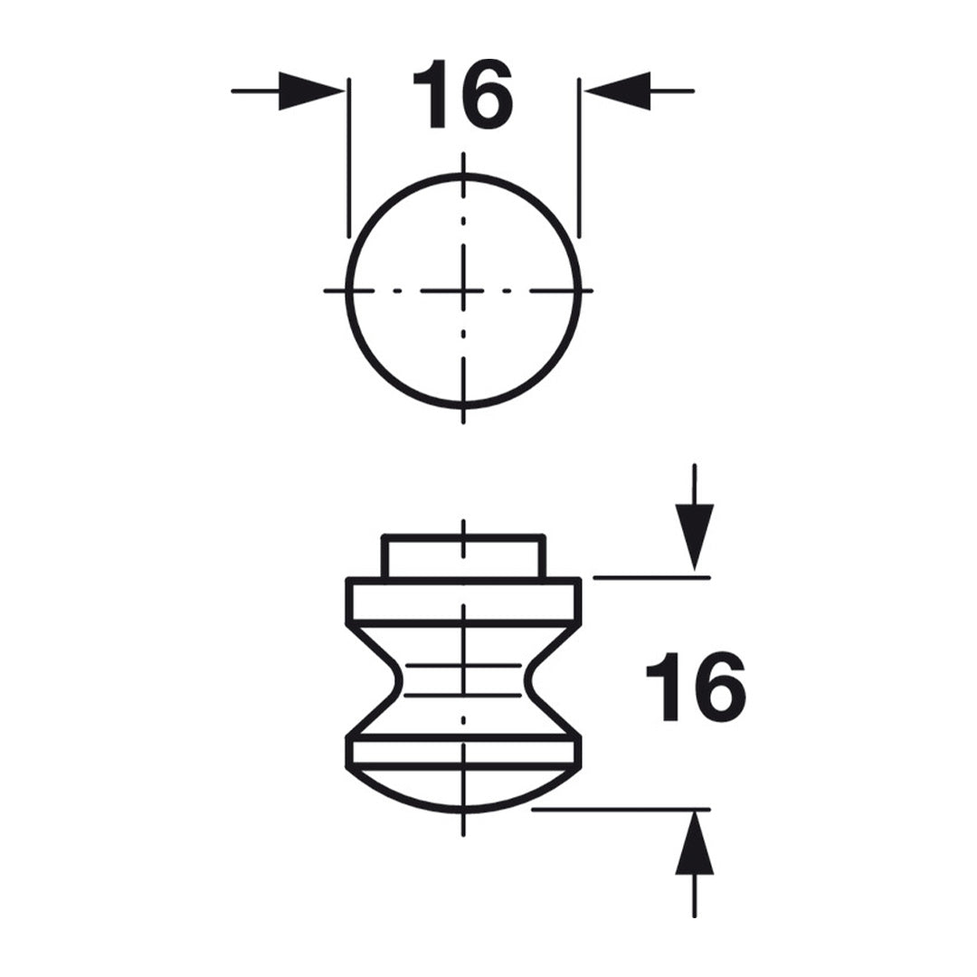 Häfele push button locking knob 229.07.606 for 16mm panel furniture