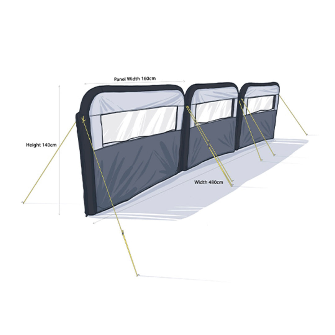 3 panel air windbreak kit for motorhomes and caravans from Maypole