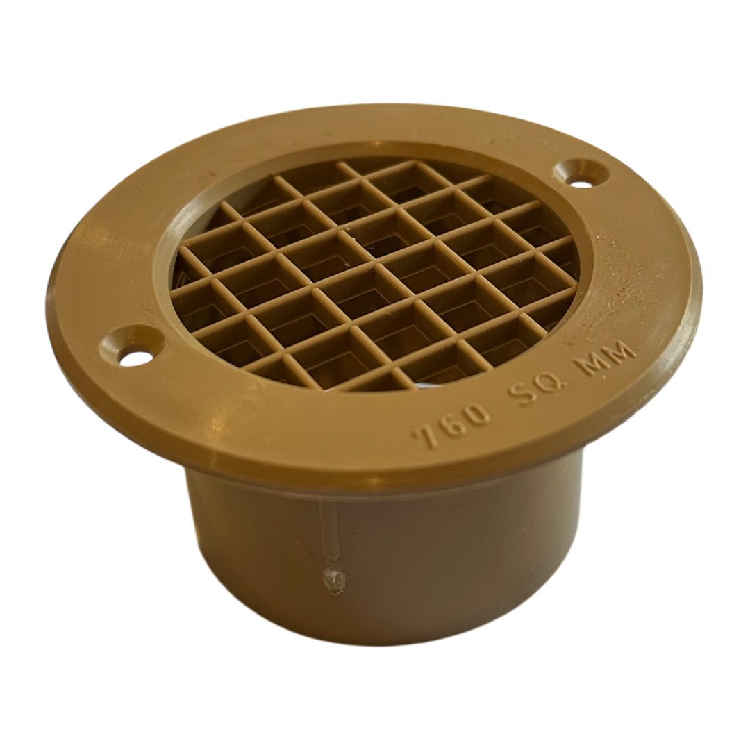 75mm beige mesh floor vent for caravan, motorhome, and campervan ventilation