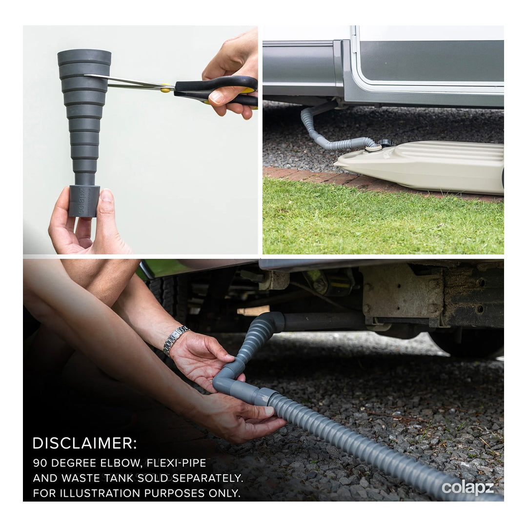 COLAPZ motorhome waste pipe connector 17mm to 55mm – flexible adaptor for caravans and campers