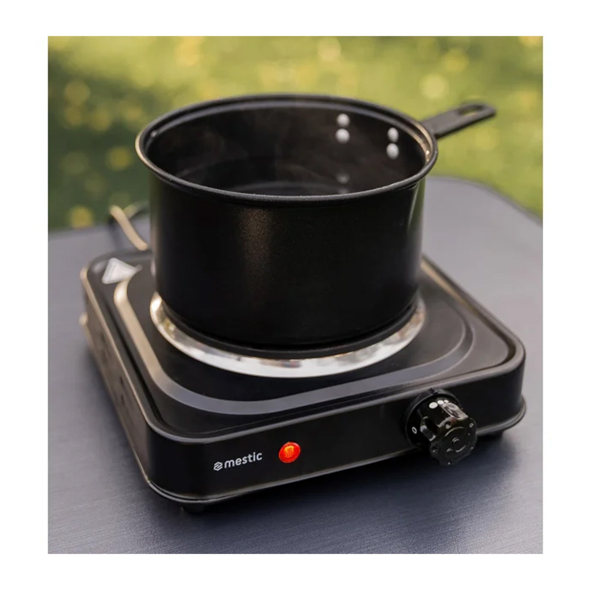 Compact electric camping hob Mestic MKT-120 for caravans, tents, and motorhomes