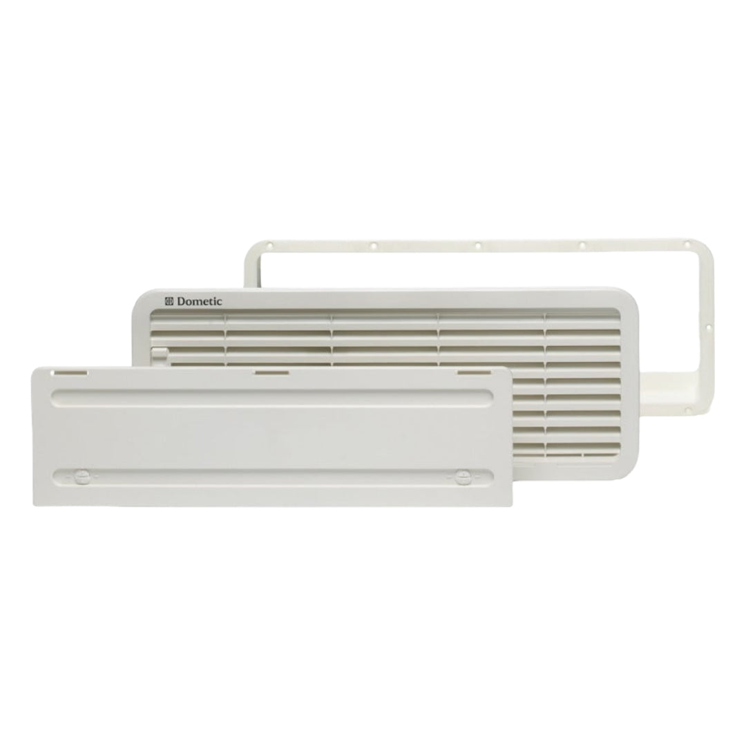 Dometic LS200 bottom ventilation grill in white with winter cover for caravan and motorhome fridges