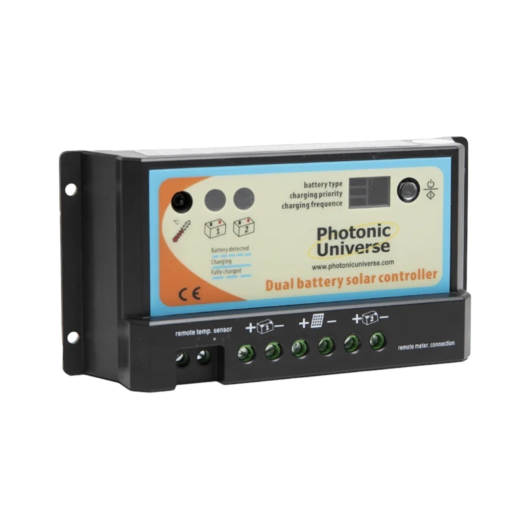 10A dual battery solar charge controller 12V 24V PWM for caravan camper van boat off-grid