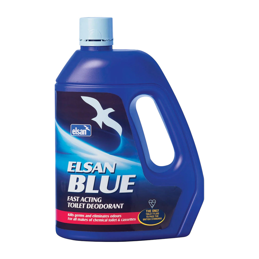 Elsan Blue 4 L chemical toilet fluid for caravan, motorhome, and boat cassette waste tanks – kills bacteria and removes odours.