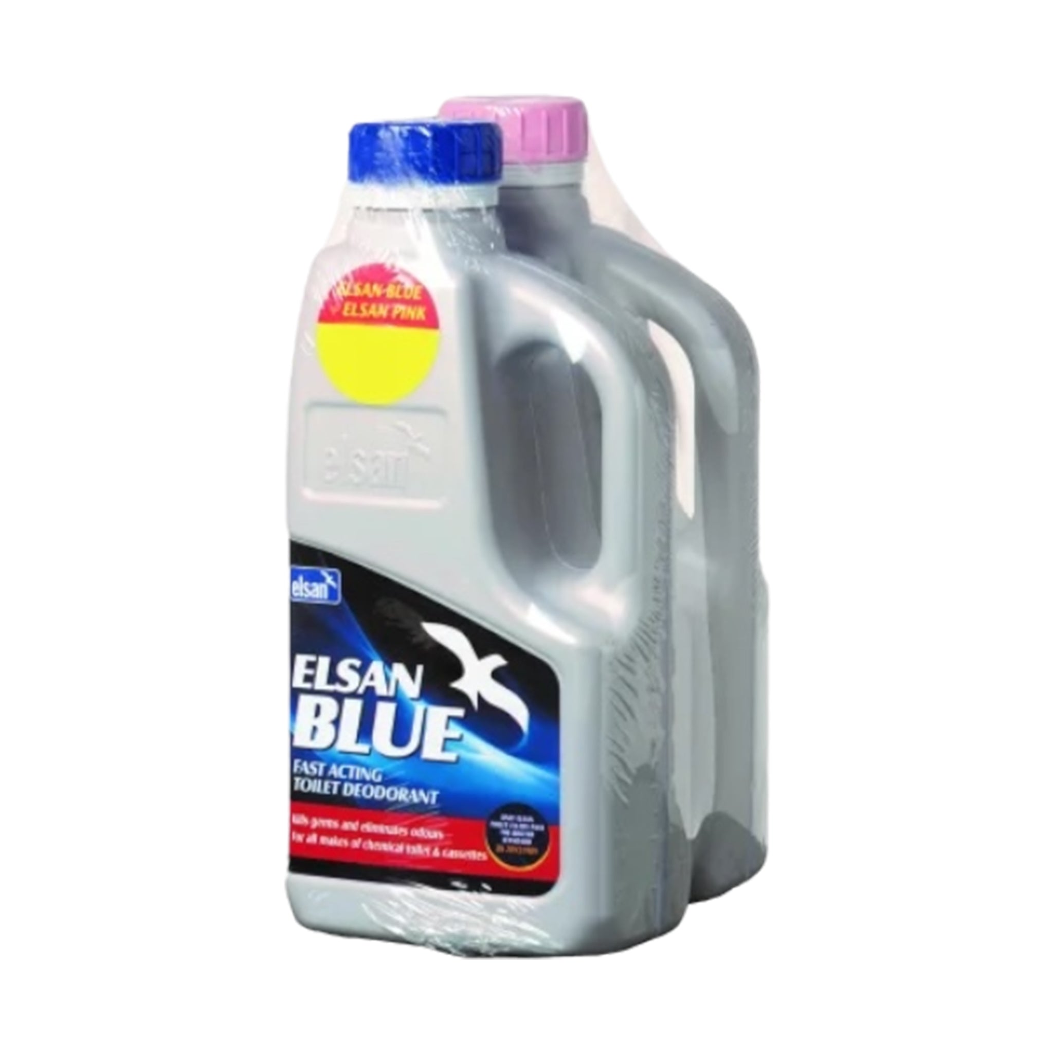 Elsan Blue and Pink Toilet Fluids for caravan and motorhome chemical toilets clean, deodorise, and kill bacteria with non-staining antibacterial formula