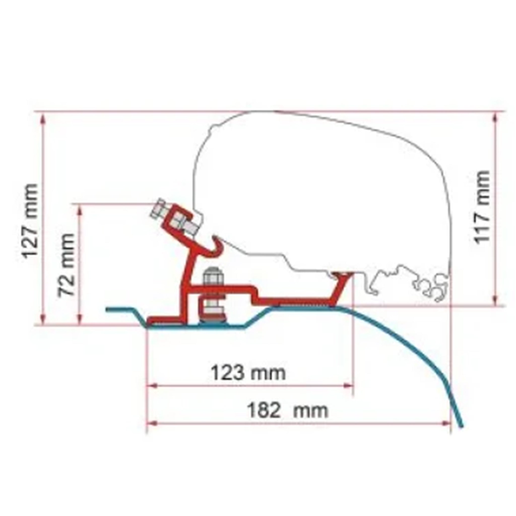 Fiamma 98655Z101 awning mounting kit for F65S and F80S on Fiat Ducato, Citroën Jumper, Peugeot Boxer H2 L2/L3 vans, left and right-hand drive