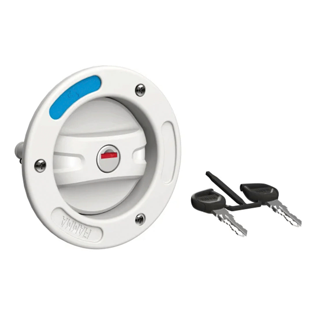 Fiamma 94715-002 white locking water filler cap assembly with two keys