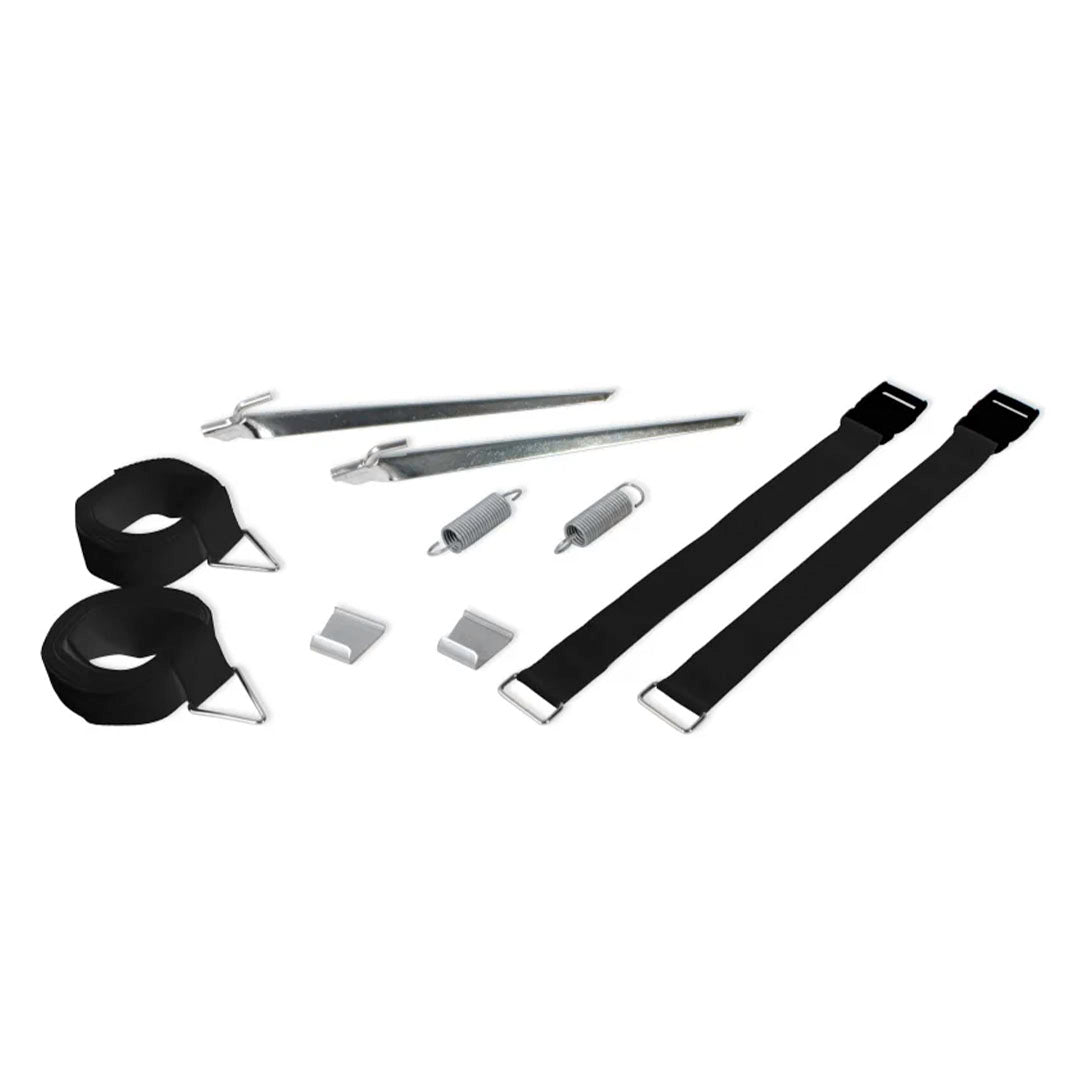 Fiamma Tie Down S black awning storm strap kit 98655-133 with adjustable straps stakes tension springs and front hooks