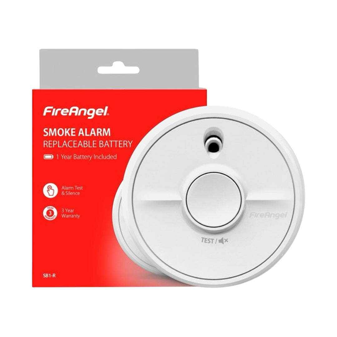 FireAngel SB1-R optical smoke alarm with 9V battery for home, caravan, and motorhome fire safety