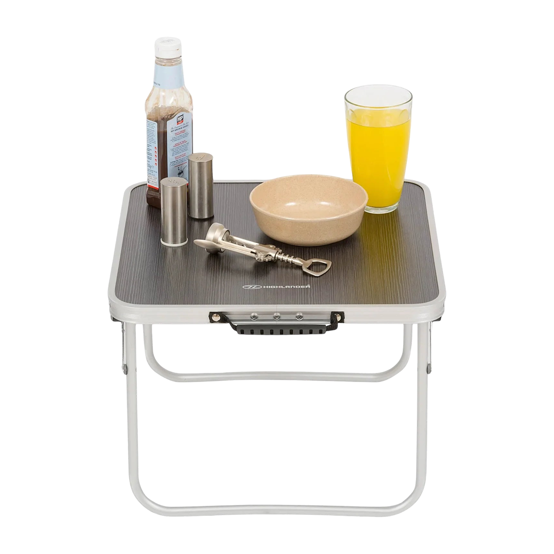 Foldable Highlander camping table small compact 40 cm for outdoor snacks and drinks