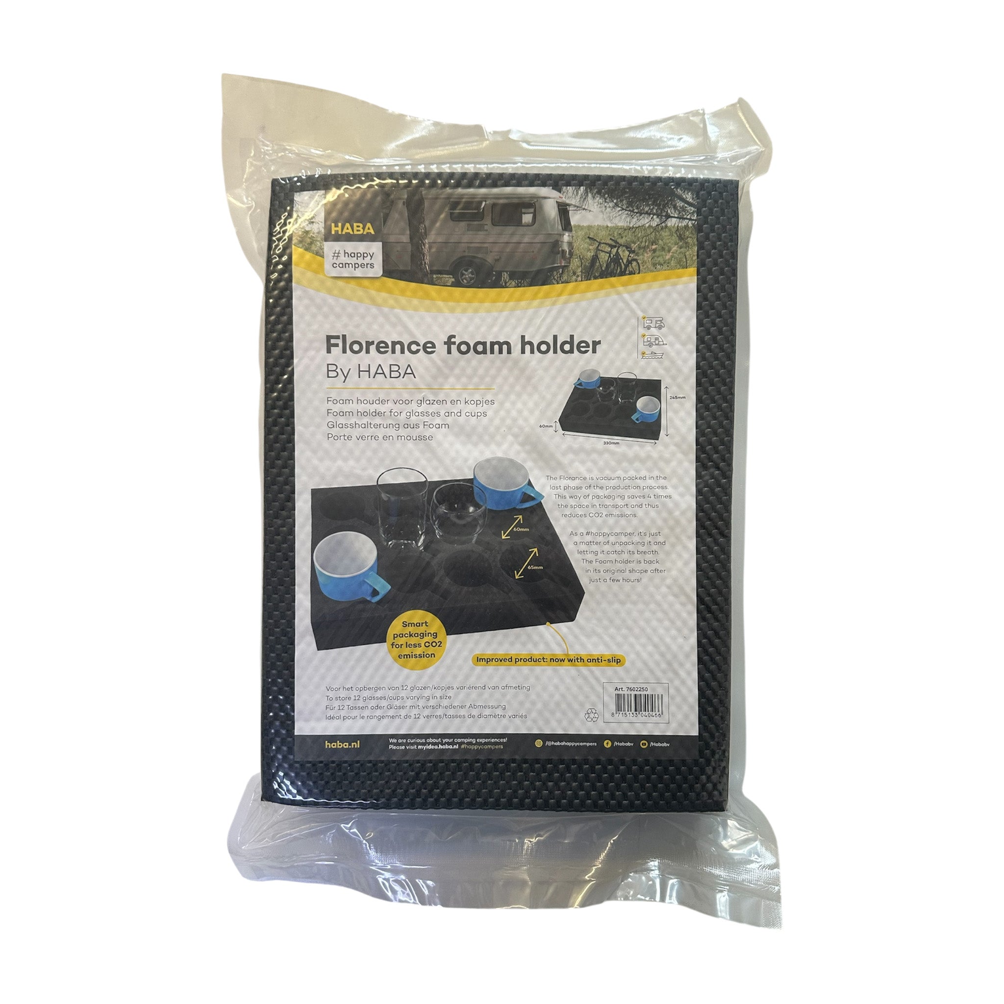 HABA Florence foam insert cup and glass holder 12 slot storage for caravan and motorhome kitchen cupboards