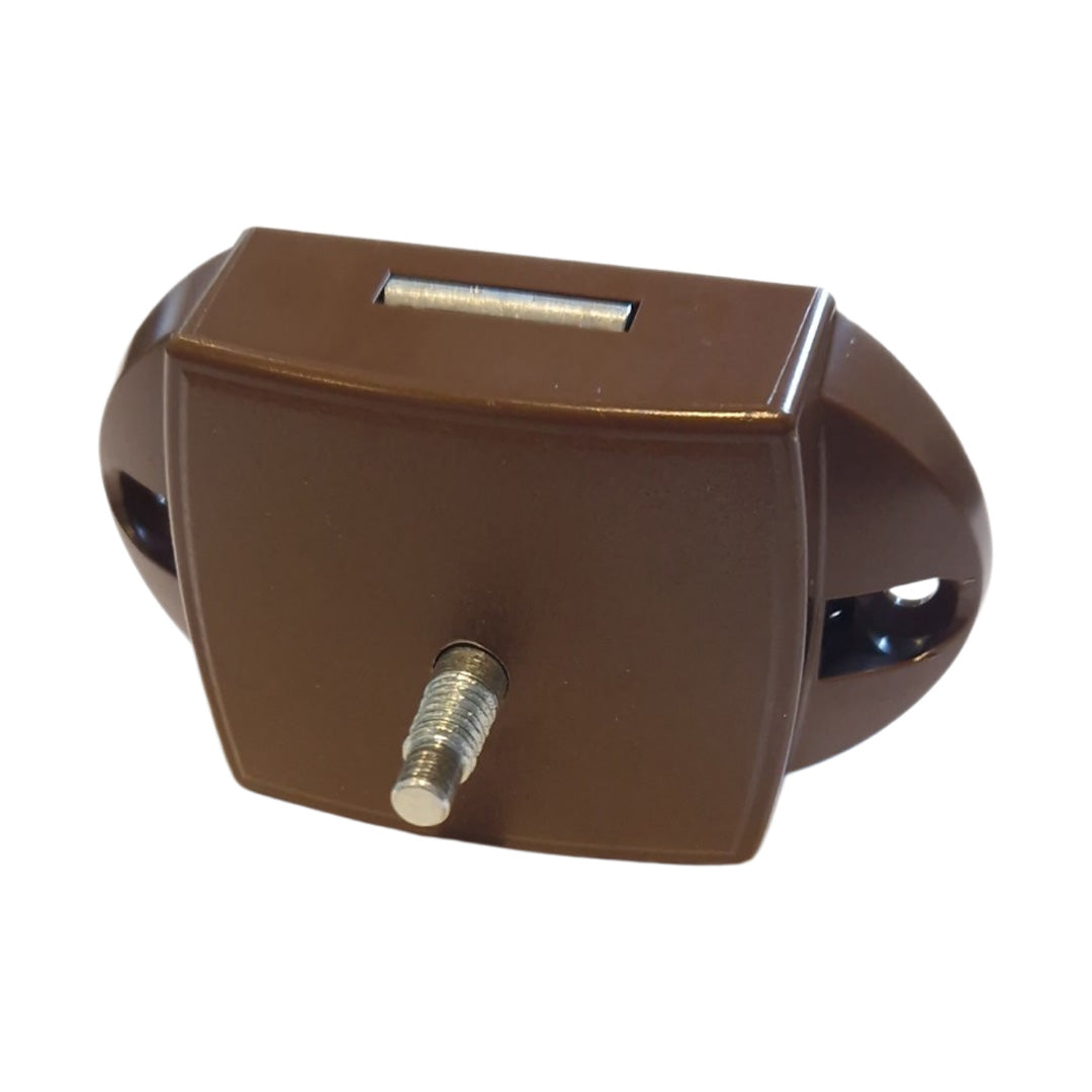 Hafele brown push button door lock for caravan and motorhome wardrobe or cupboard doors