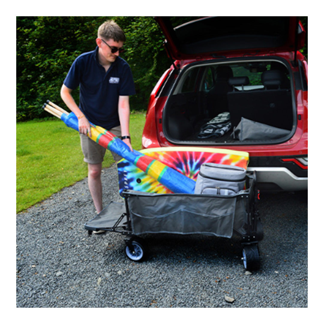 Heavy-duty 360-degree wheels with front brake on Maypole MP9579 trolley