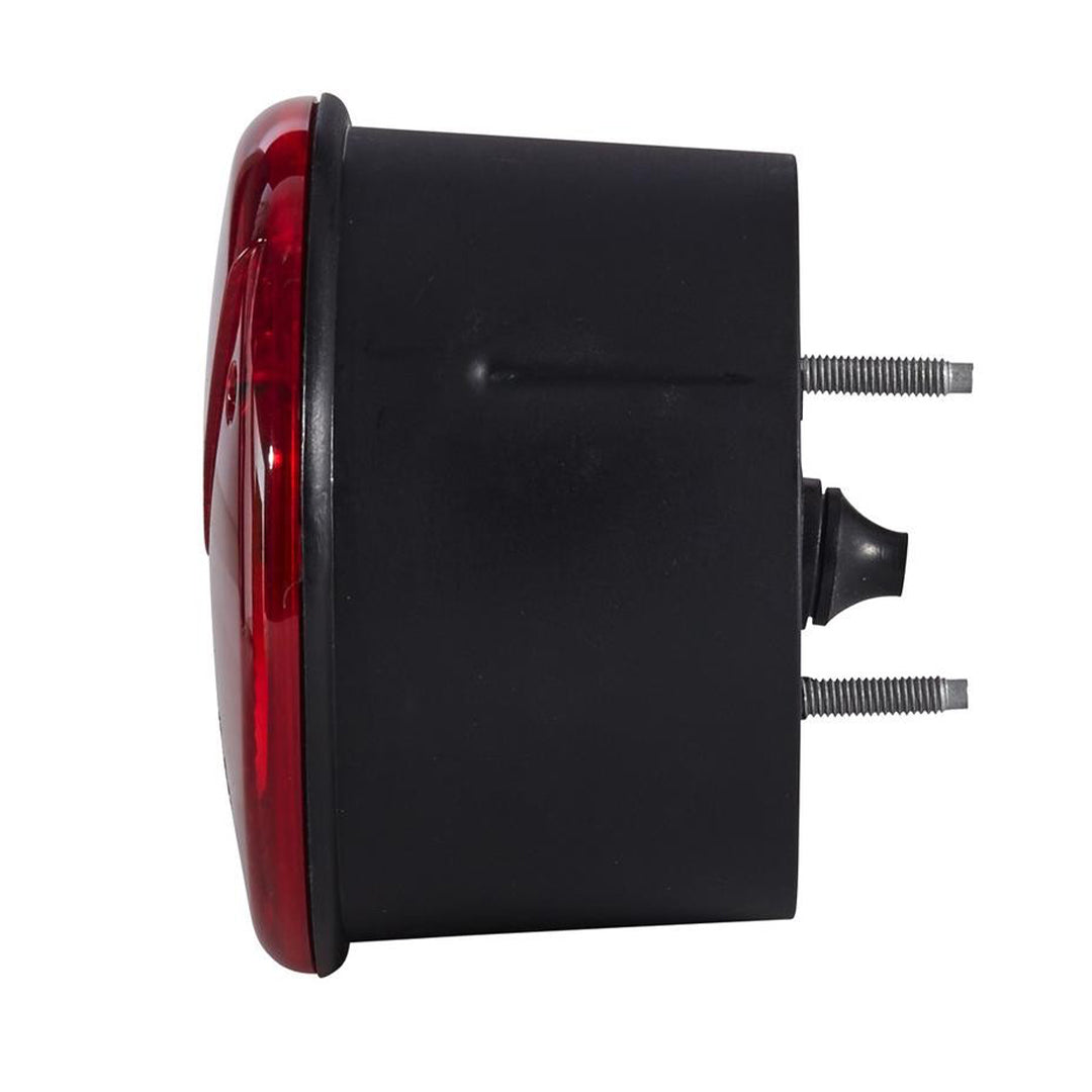 Side view of Hella 2TA 964 169-061 round stop and tail lamp showing black housing and mounting studs