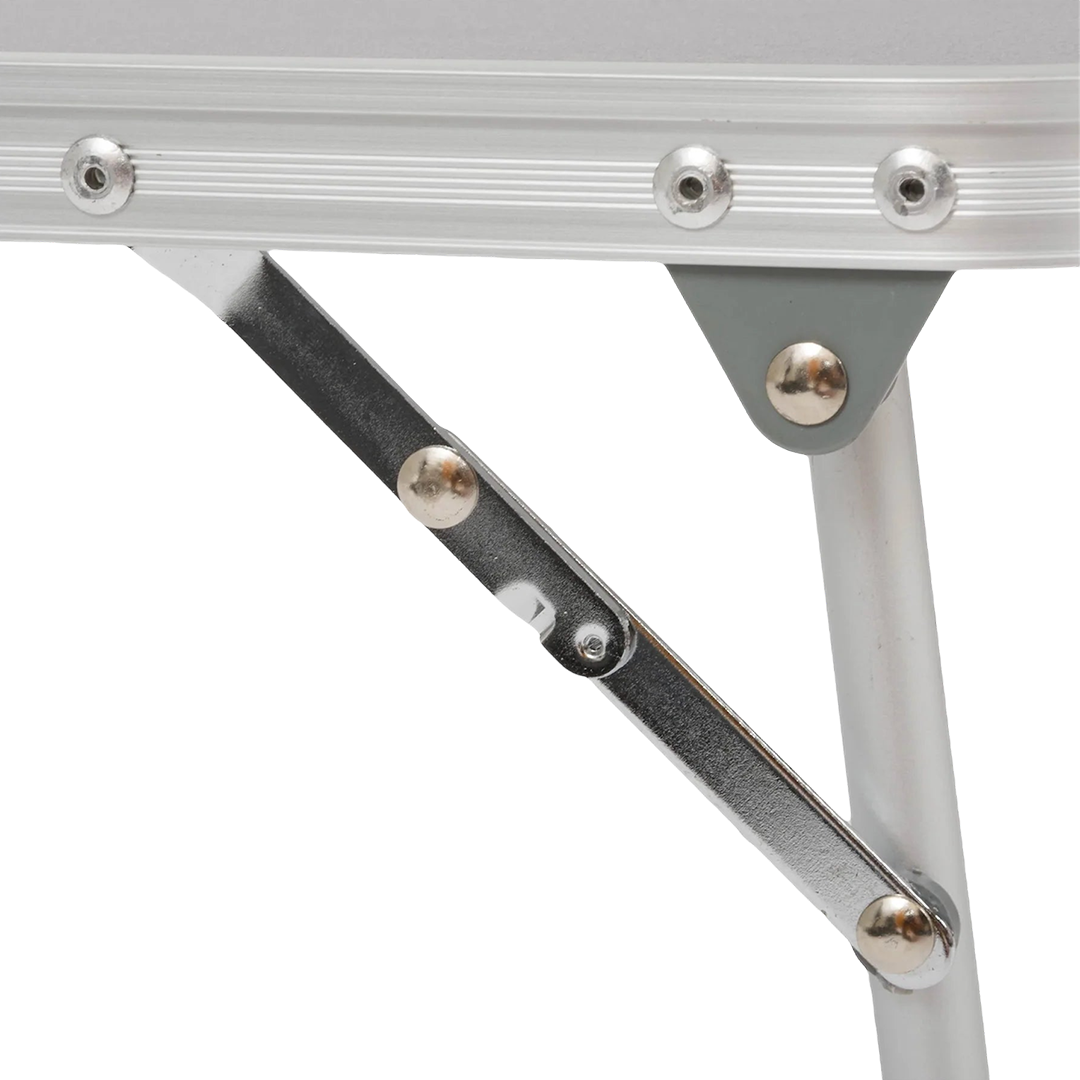 Highlander small camping table with aluminium frame and folding legs, ideal for caravans