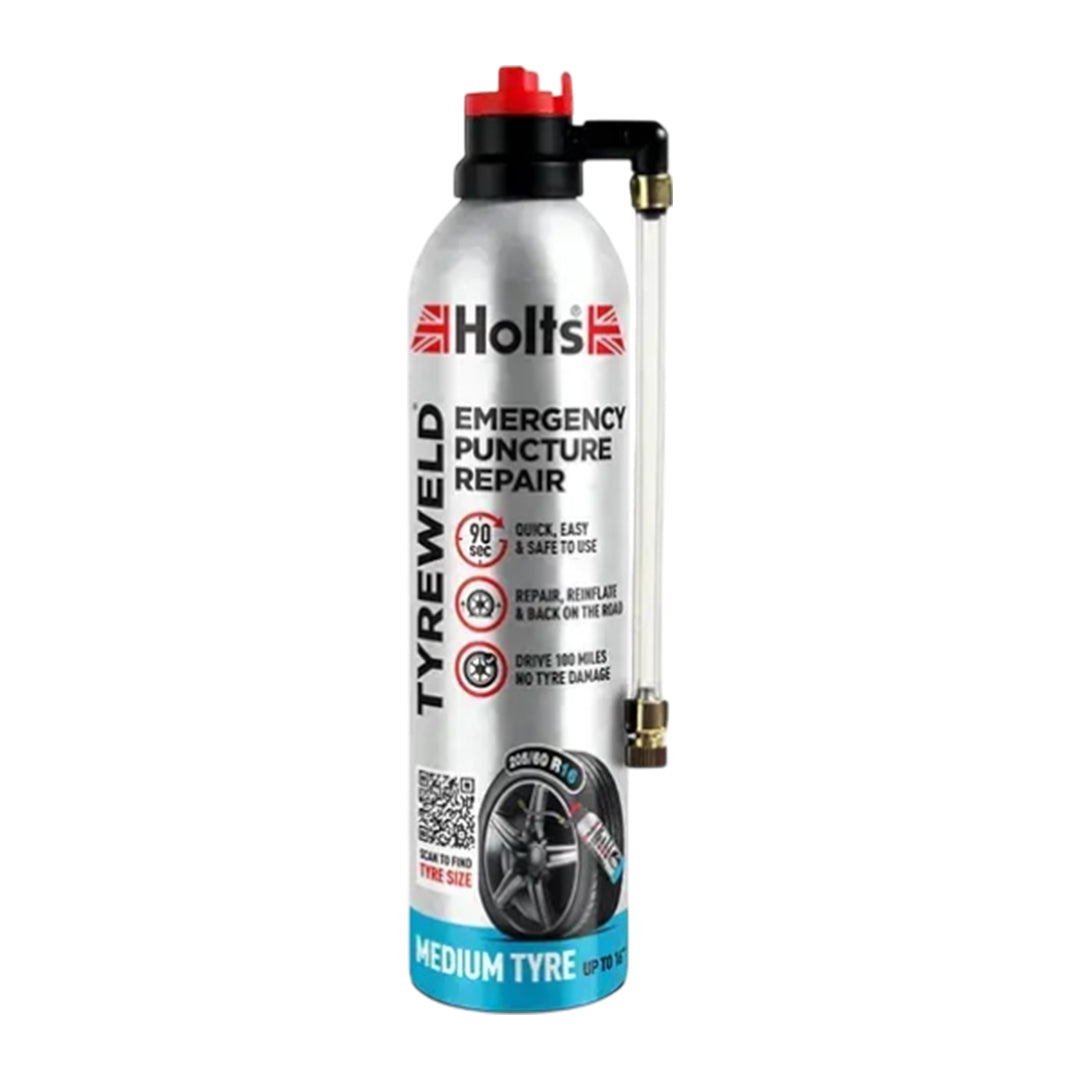 Holts Tyreweld 400ml emergency puncture repair sealant for medium car tyres – quick roadside tyre inflation and sealing solution