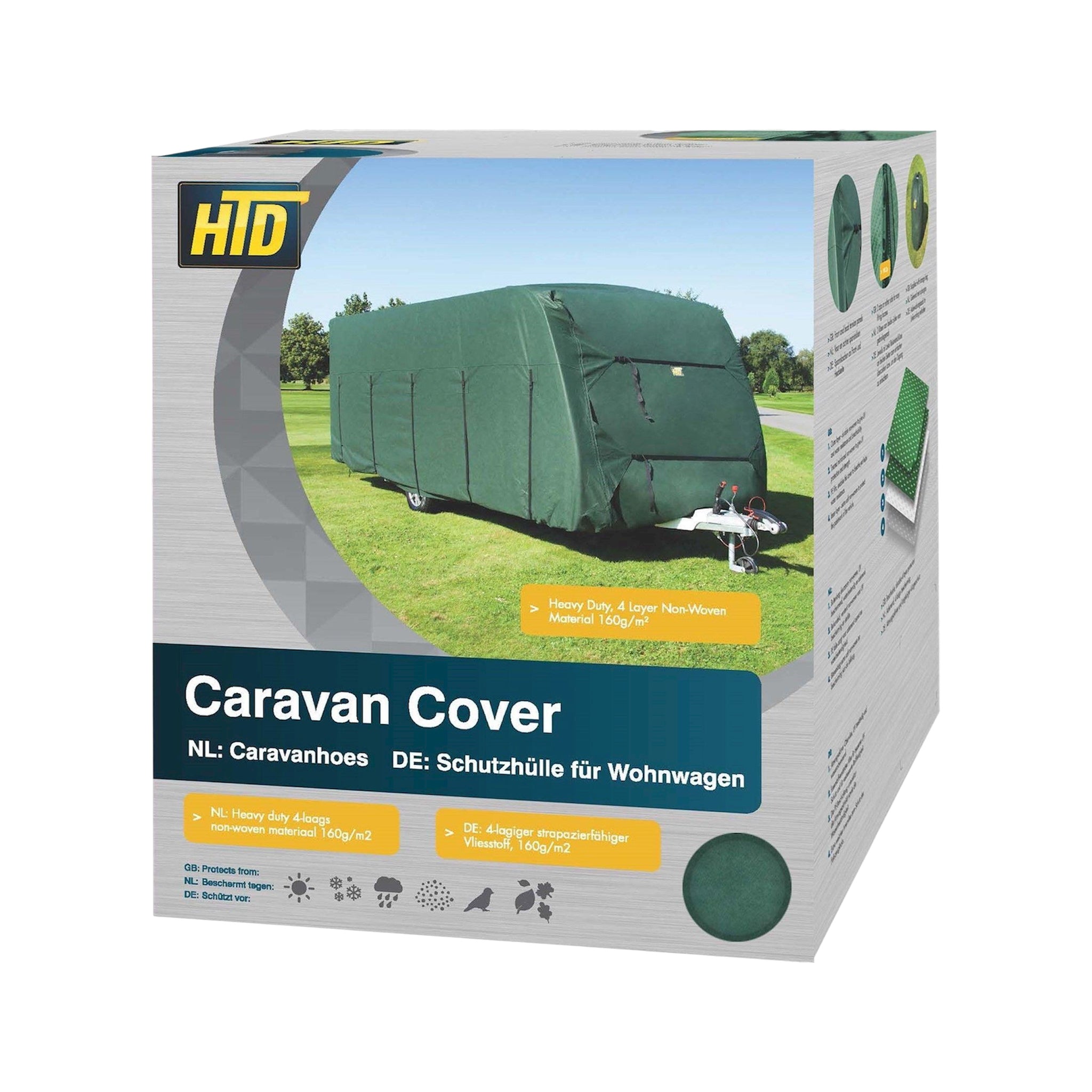 HTD 4 ply caravan storage cover with weatherproof and dustproof protection