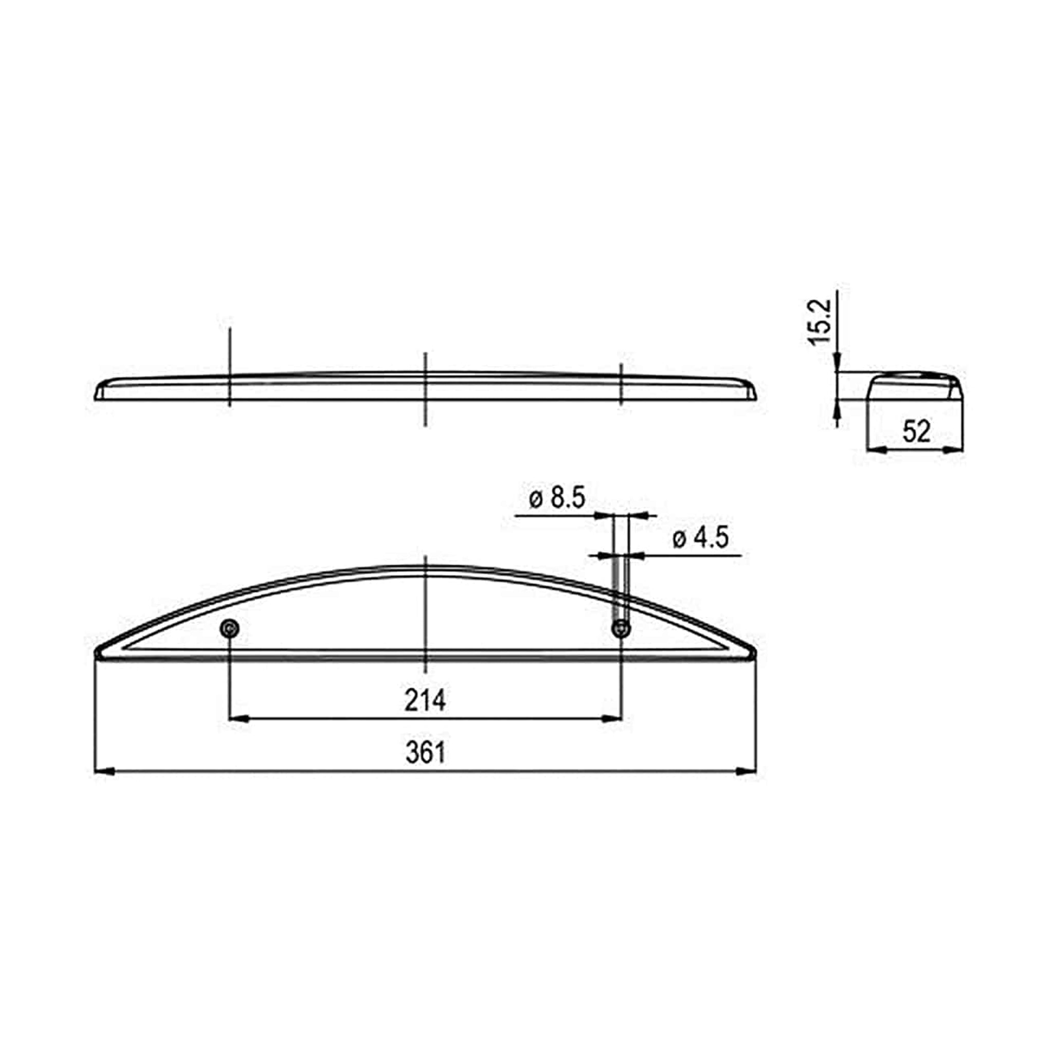 Jokon ZHBL25 15.0025.202 12V LED high-level brake light 361 x 52 mm with 250 mm cable, for motorhomes and caravans by Rapido, Caravelair, Sterckeman, Carthago, Frankia, Rimor, Eura Mobil