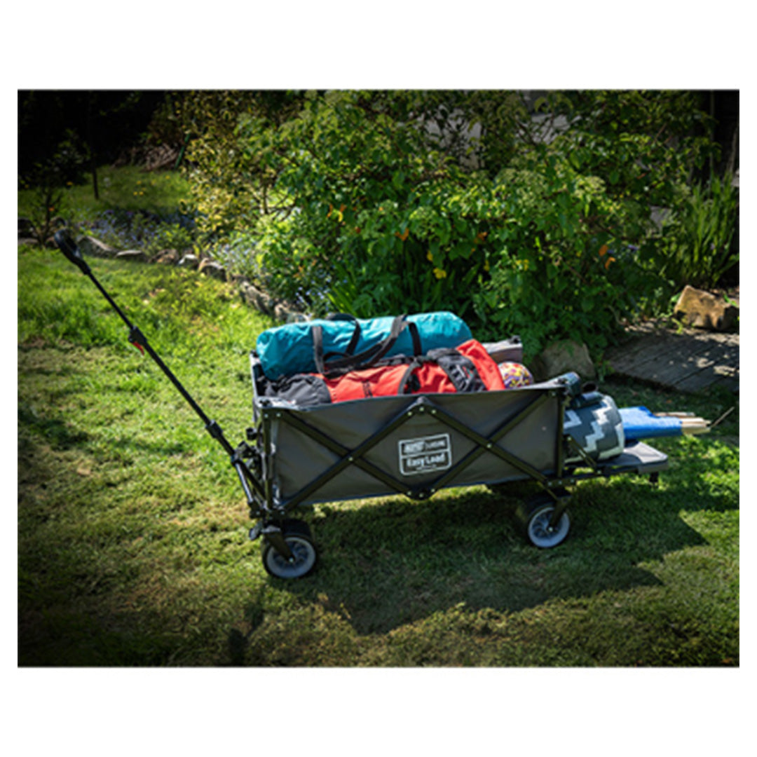 Maypole MP9579 camping cart dimensions shown unfolded at 97cm long, 55cm deep, and 57cm high
