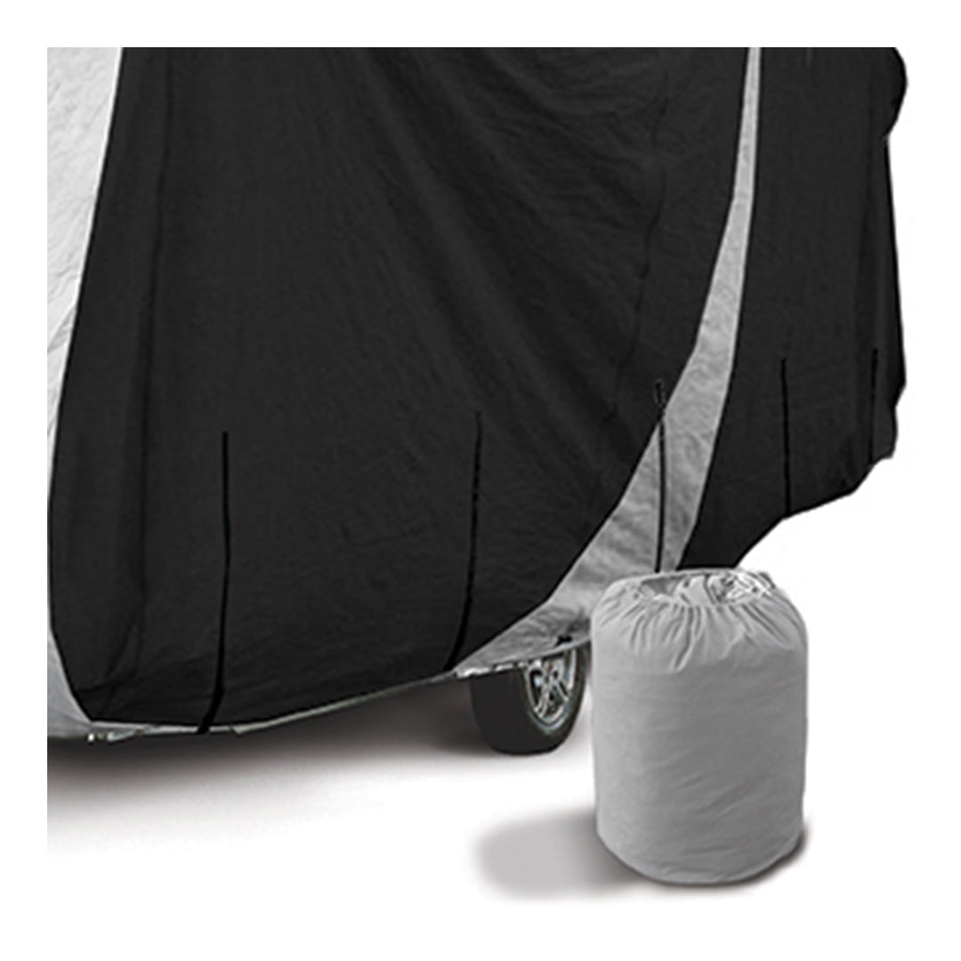 Durable Leisurewize caravan cover for 12ft to 14ft models, water-resistant and breathable for winter storage