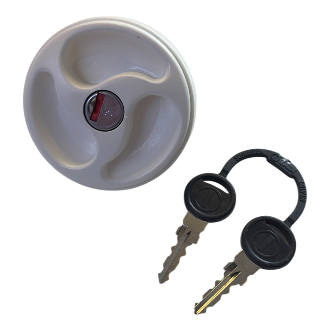 locking water filler cap with keys white zadi type 80mm for caravan and motorhome